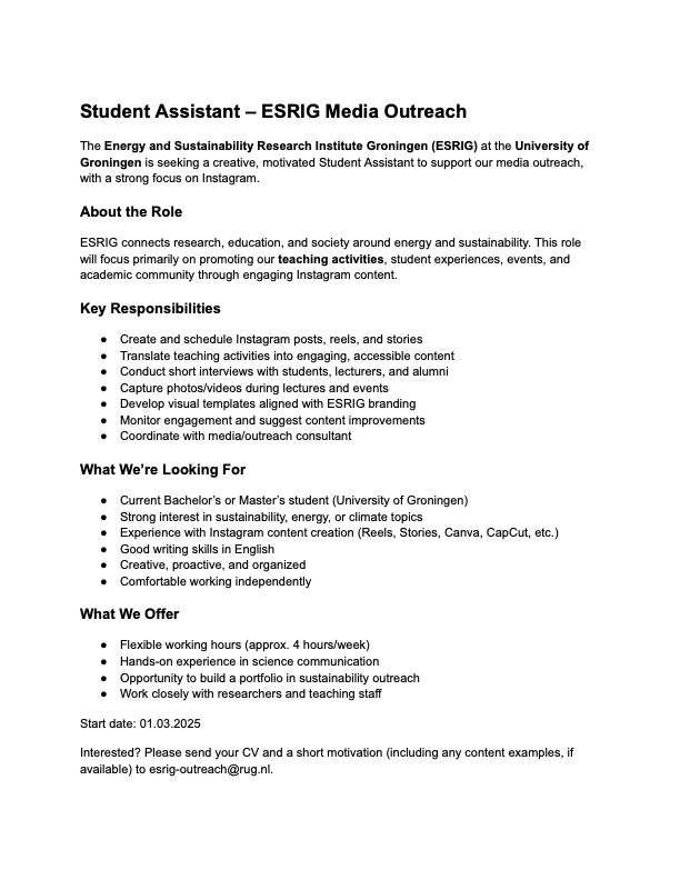 Student Assistant Job Opportunity